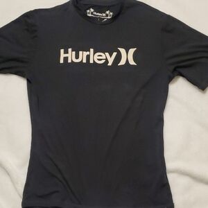 Hurley Short Sleeve Rash Guard Shirt with Logo